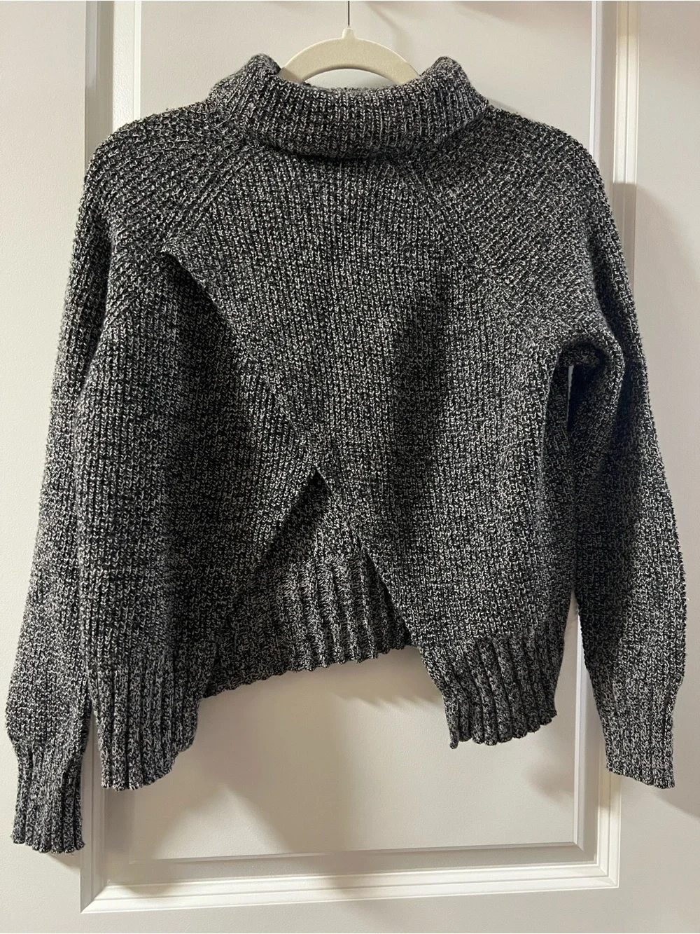 Madewell Eastbrook Wool Blend Turtleneck Criss Cross Open Back Sweater Cotton
